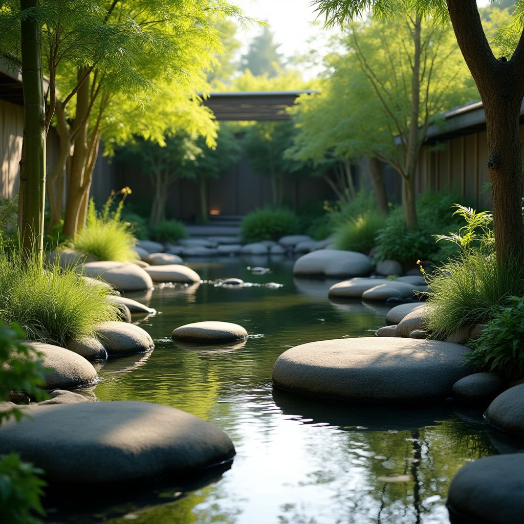 Grădina de meditație MindPath cu elemente naturale și zen